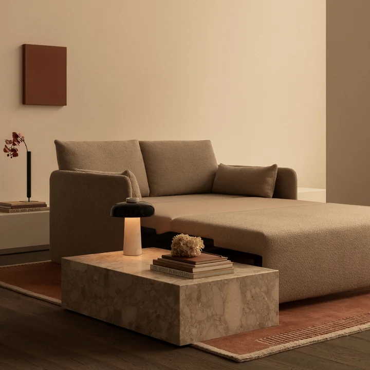 Audo - Offset Schlafsofa, 3-Sitzer, gold (Audo Bouclé 06)