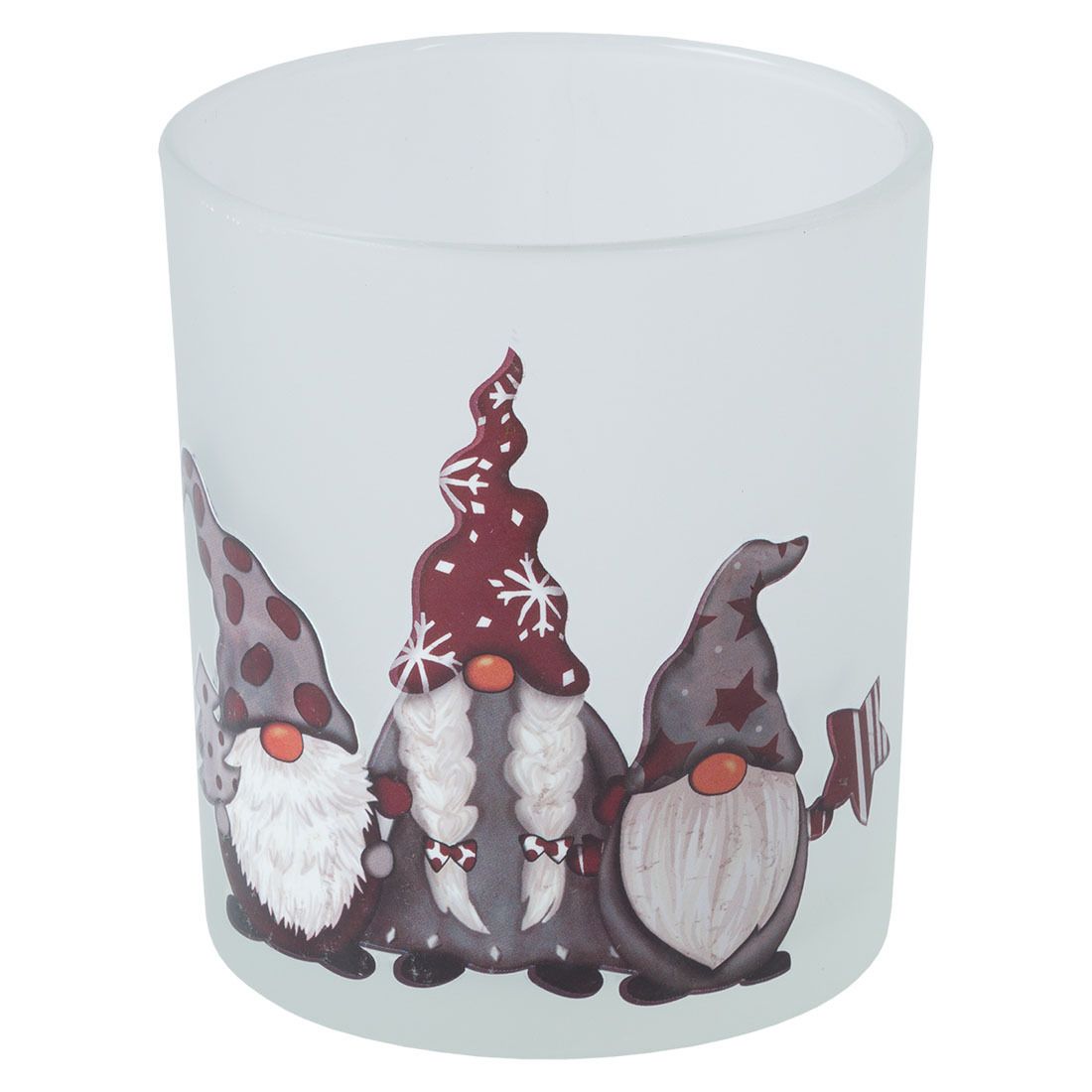 Lysglass 10cm 3 Santas