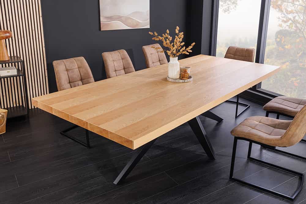 Imposanter Esstisch ZEUS 240cm natur Eichen-Design mit Sterngestell Metall