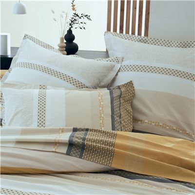 Linge de lit percale motif bandes géométriques
