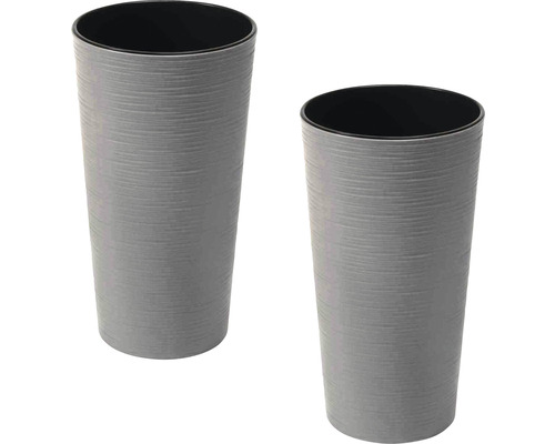 Siena Garden Eco Locon plantenbak, kunststof en hout, Ø 46,5 cm, grijs