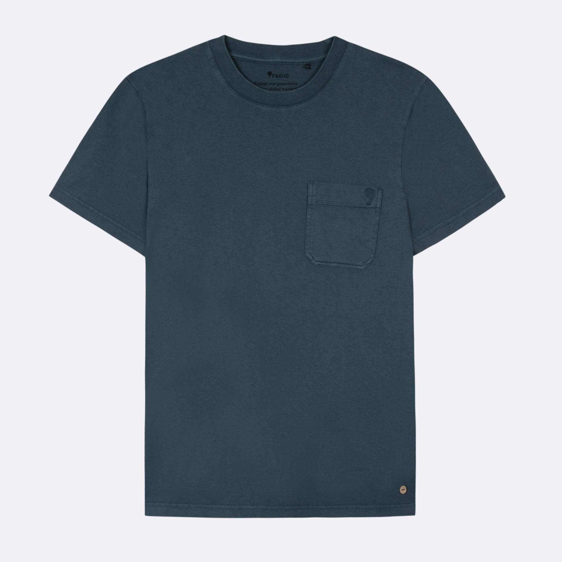 T-shirt bleu coton et coton recyclé - modèle migne