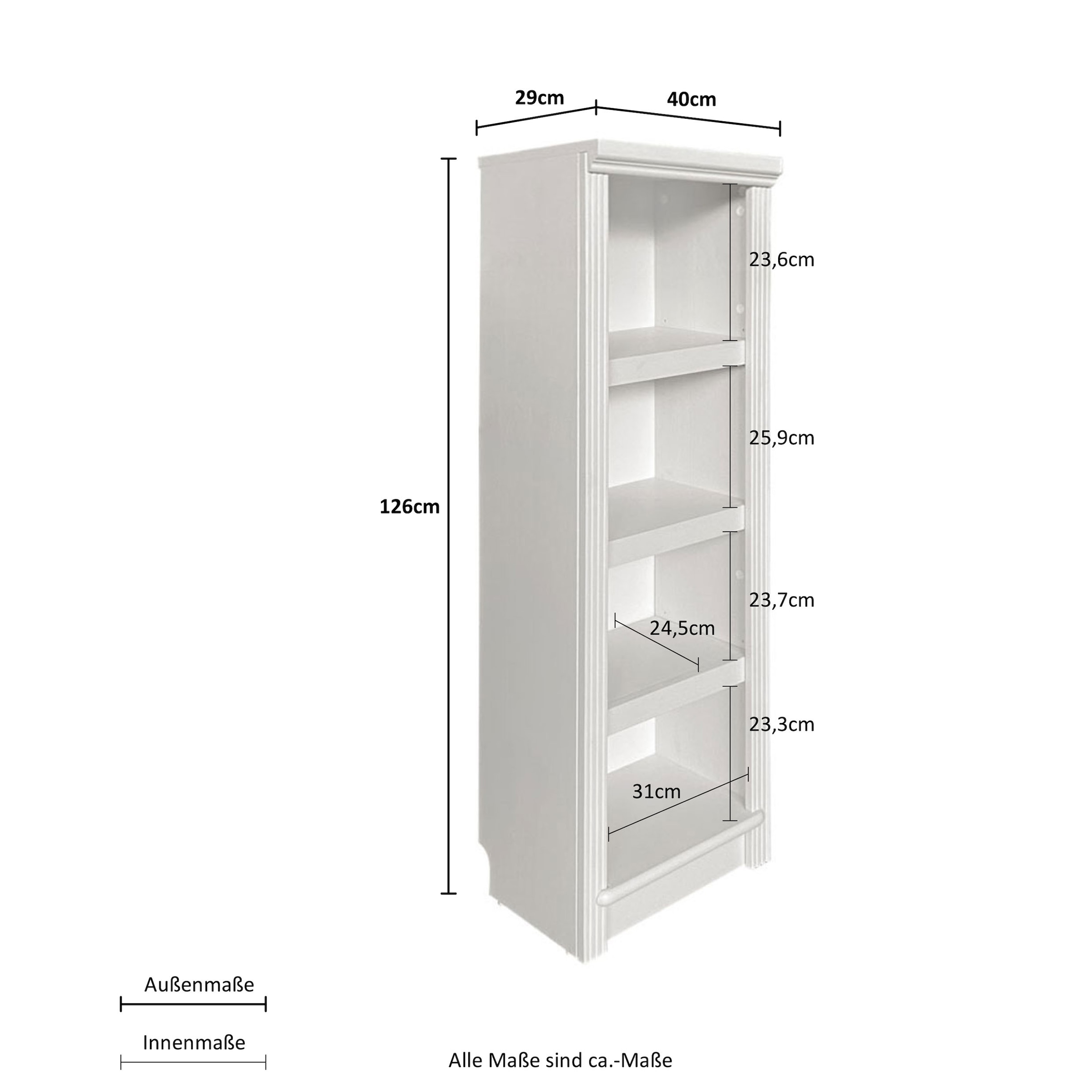 Home affaire Standregal »Soeren Stege« aus massiver Kiefer, Masse (B/T/H): 40/29/126 cm