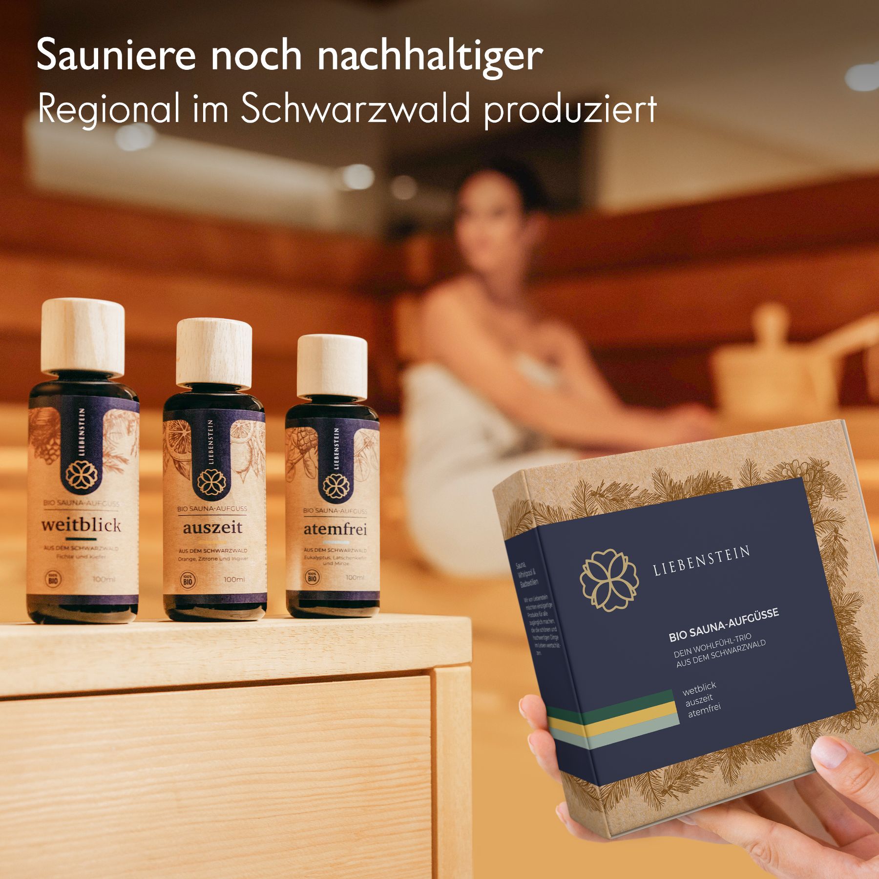 Liebenstein - BIO Saunaaufguss Set, Aufgussmittel - “Wohlfühl-Trio”