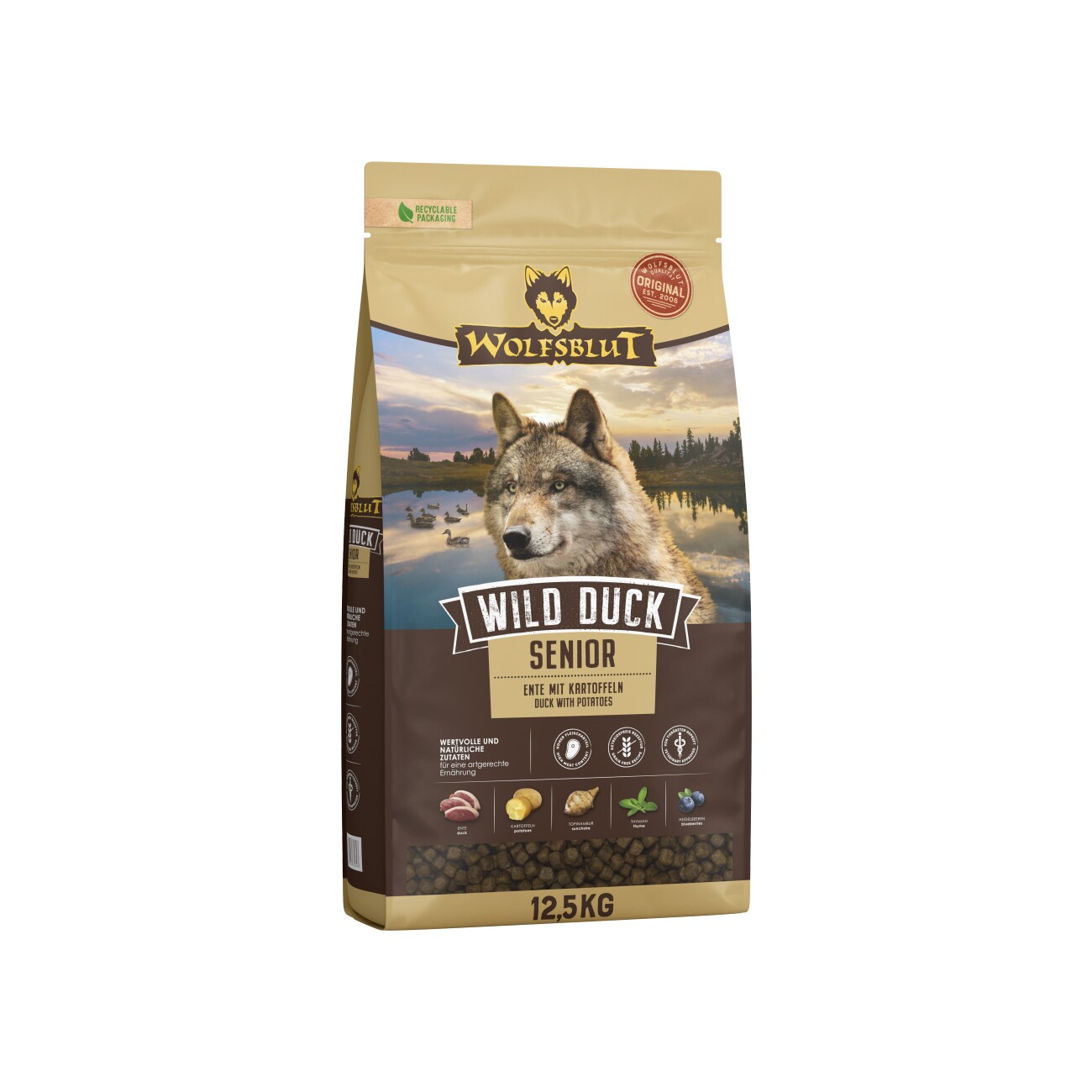 WOLFSBLUT Wild Duck Trockenfutter Hund Senior 12,5 kg