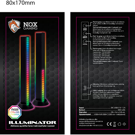 Nox illuminator LED gaminglys 2 stk.
