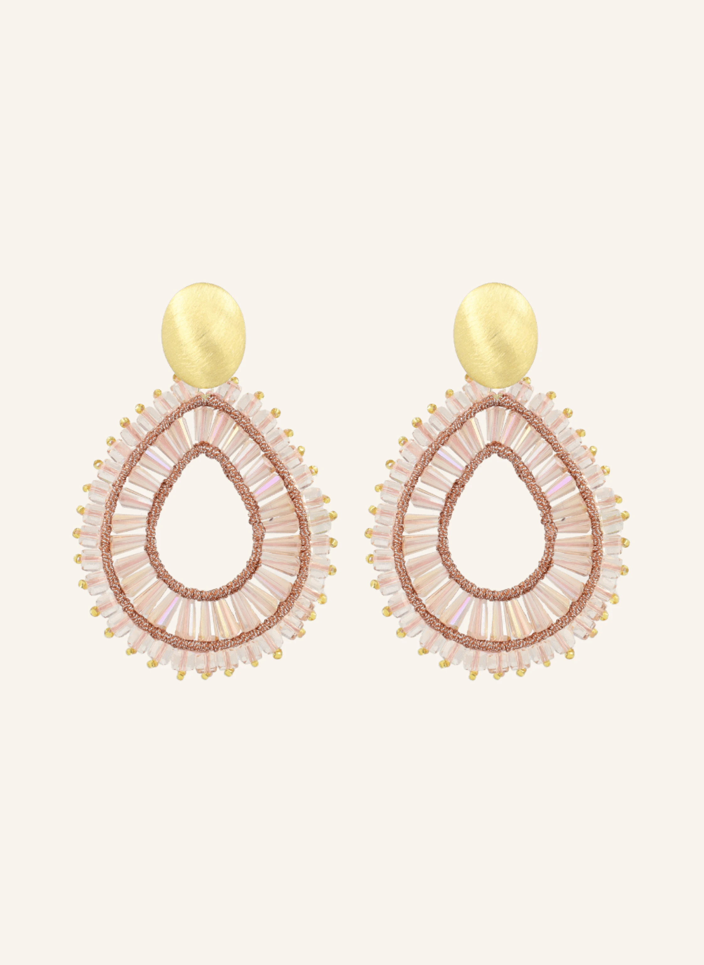 LOTT.gioielli Ohrringe MARUREEN OPEN DROP FLAT DOUBLE STONES OLD PINK by GLAMBOU