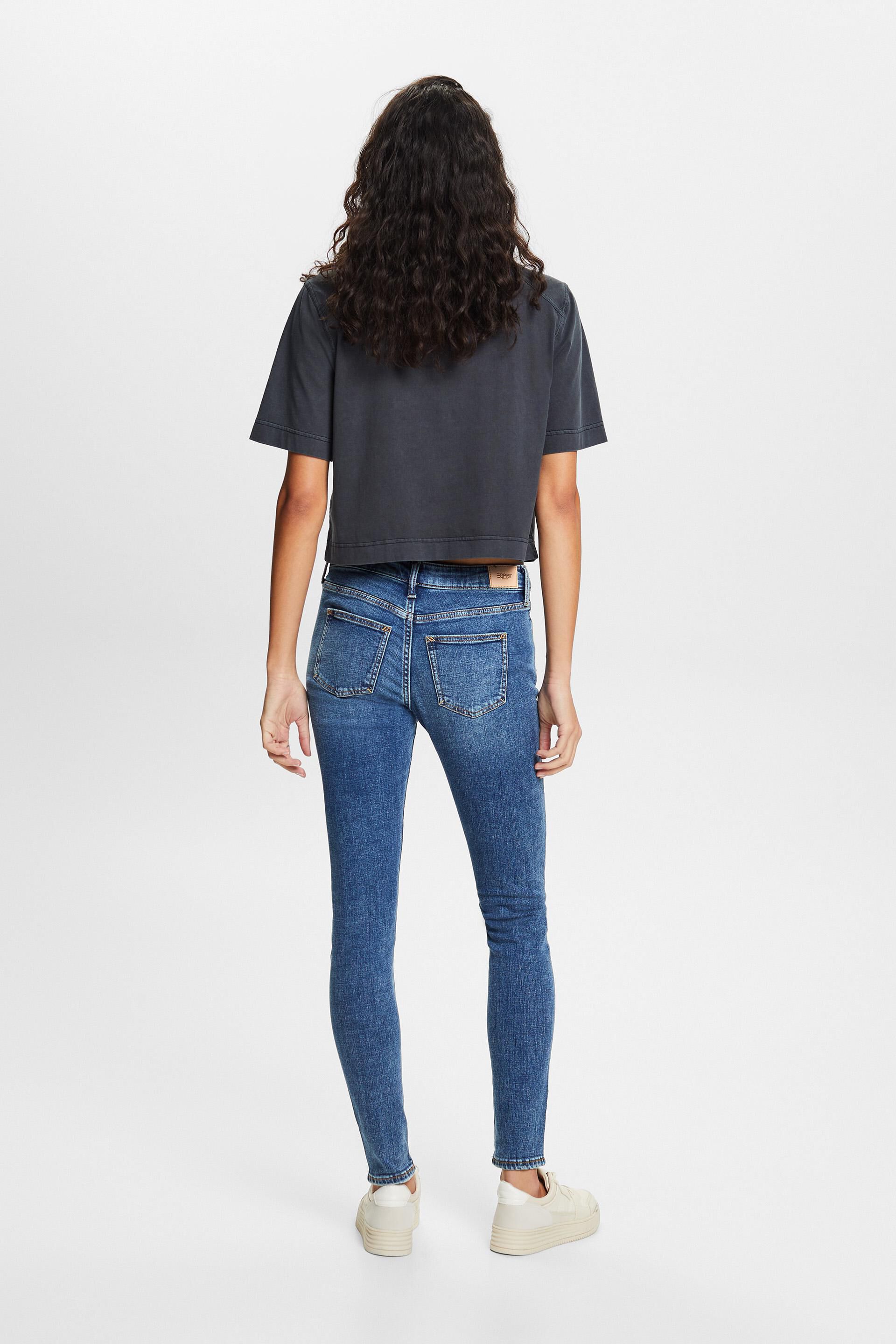 En matière recyclée : jean stretch de coupe Skinny Fit taille mi-haute