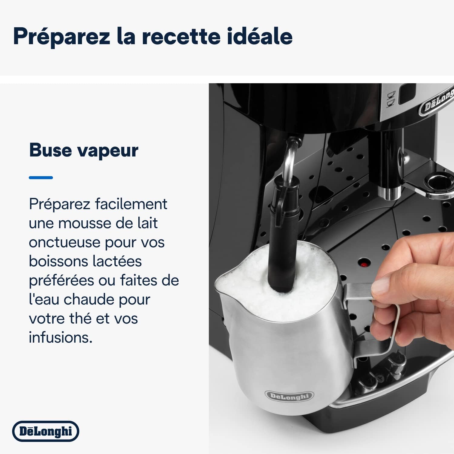 De'Longhi Magnifica S ECAM11.112.B, Machine à Café Automatique/ à Espresso du Grain à la Tasse Avec Buse à Lait, avec 4 Recettes à Touche Unique, Panneau de Contrle Soft-Touch, 1450W, Noir