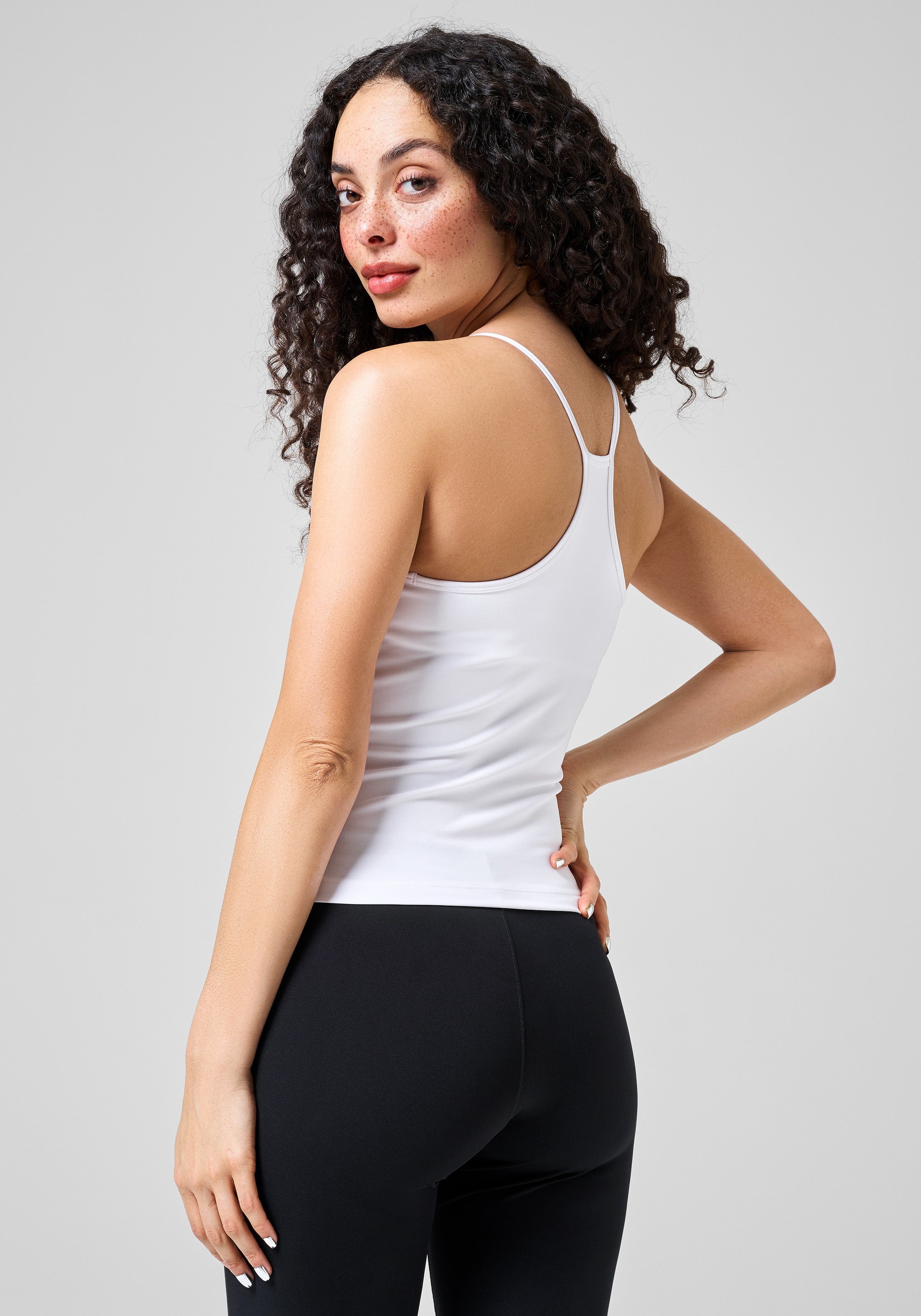 Built-In-Bra Halterneck Tank Dame White