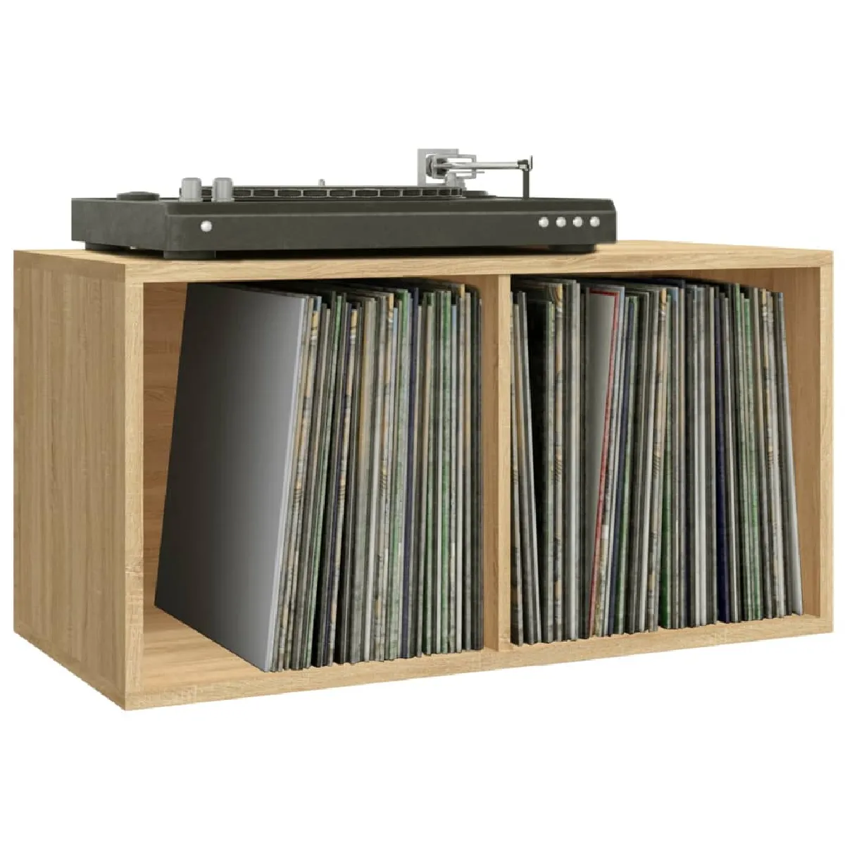 vidaXL Boîte de rangement vinyles - Chêne sonoma