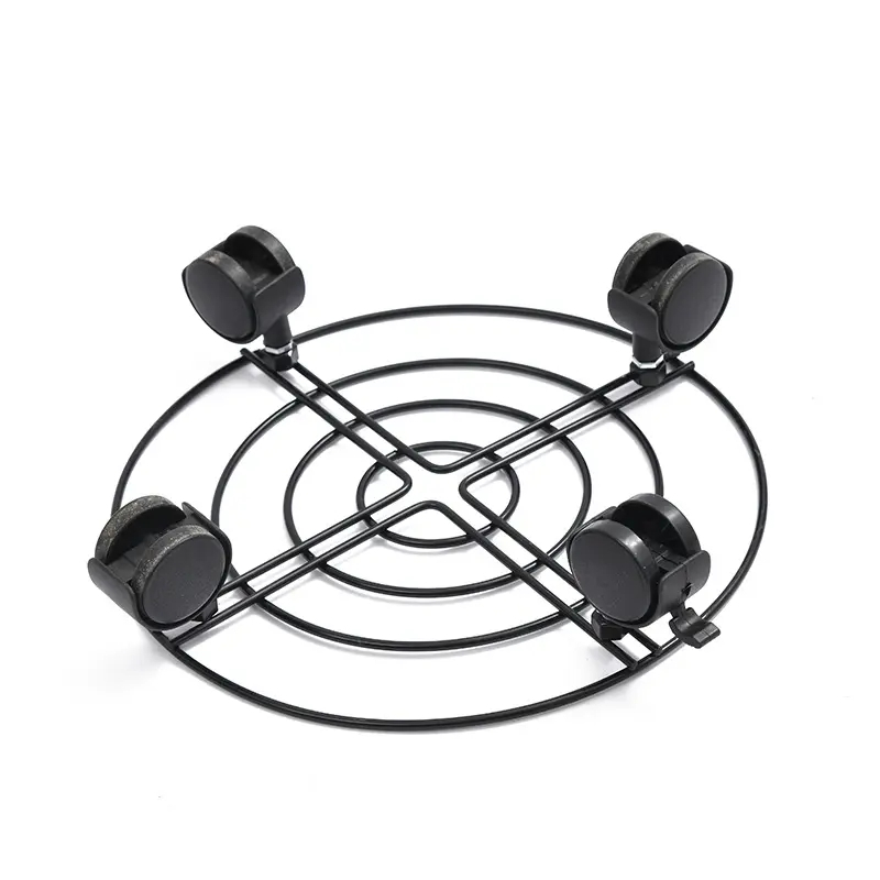 (Ø27cm) Metall Blumentopf Rollen Pflanzen Transport Untersetzer mit 4 Rädern - Schwarz