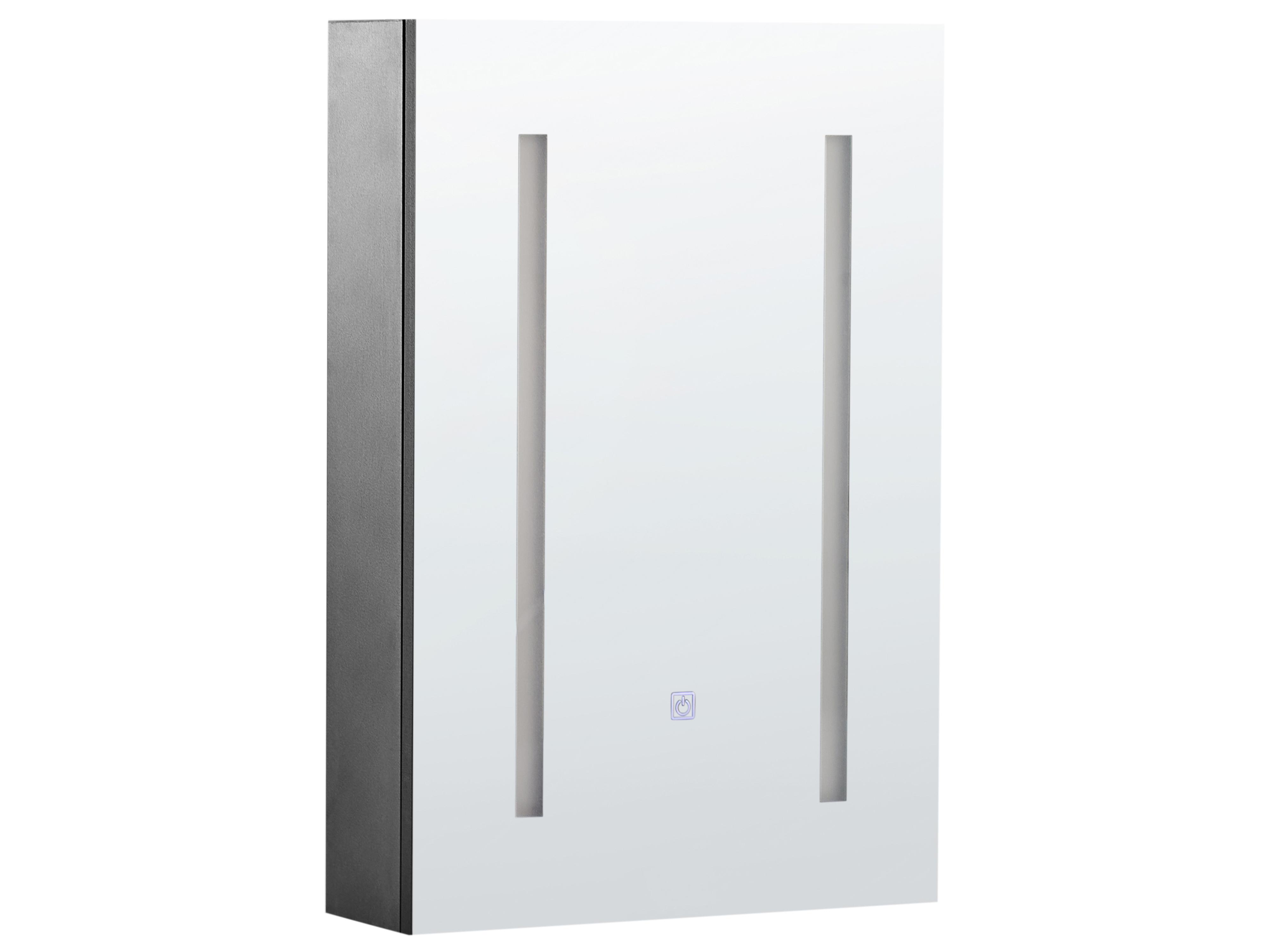 Badkamer wandkast met spiegel LED CAMERON 40 cm 60 cm Zwart