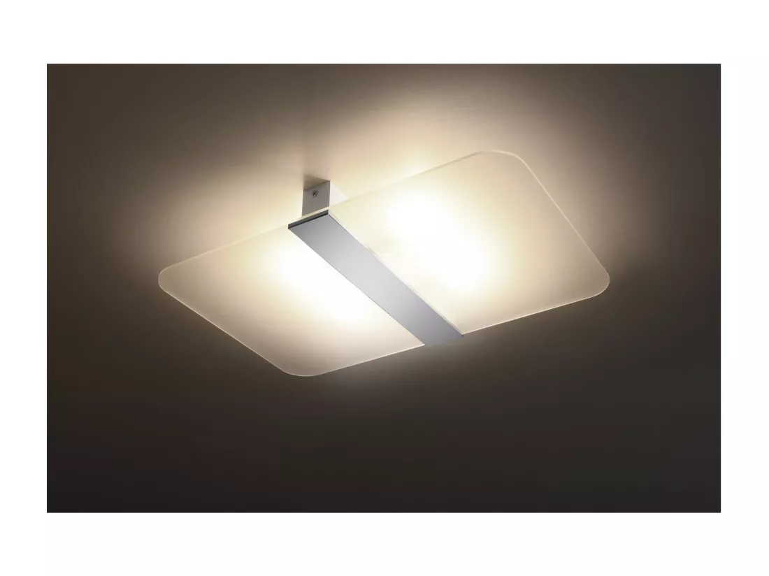 Sollux Lighting Azalia Plafonnier décoratif affleurant, blanc, chrome, 2x G9