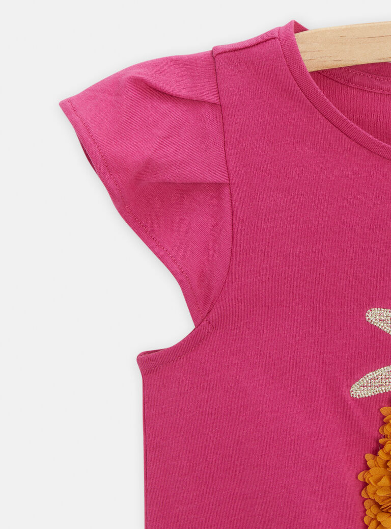Débardeur rose avec animation ananas pour fille