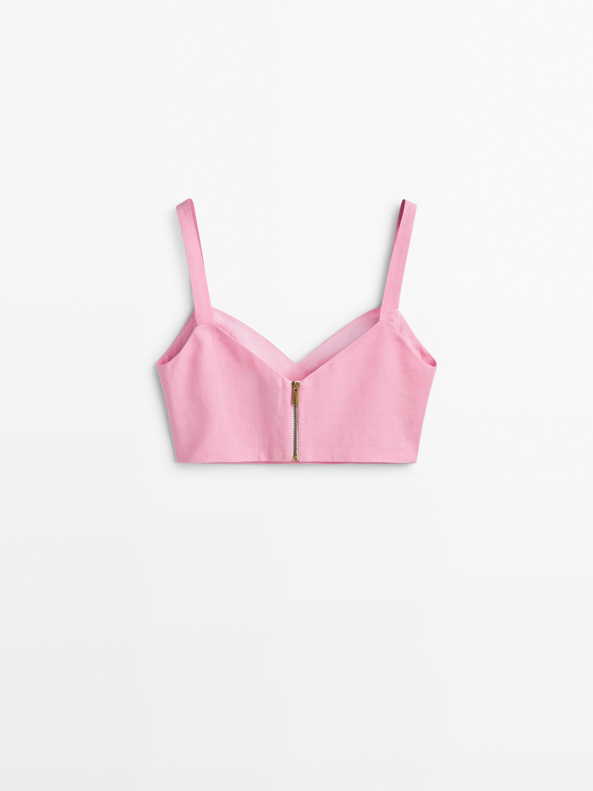 Top cropped de linho Tirantes - Studio - PINK