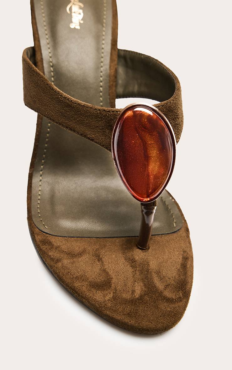 Vert Olive Mules Tong À Détail Résine Et Effet Synthétique