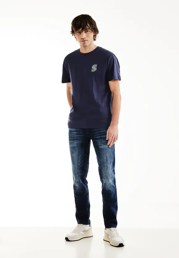 T-Shirt mit Brustprint - eclipse blue