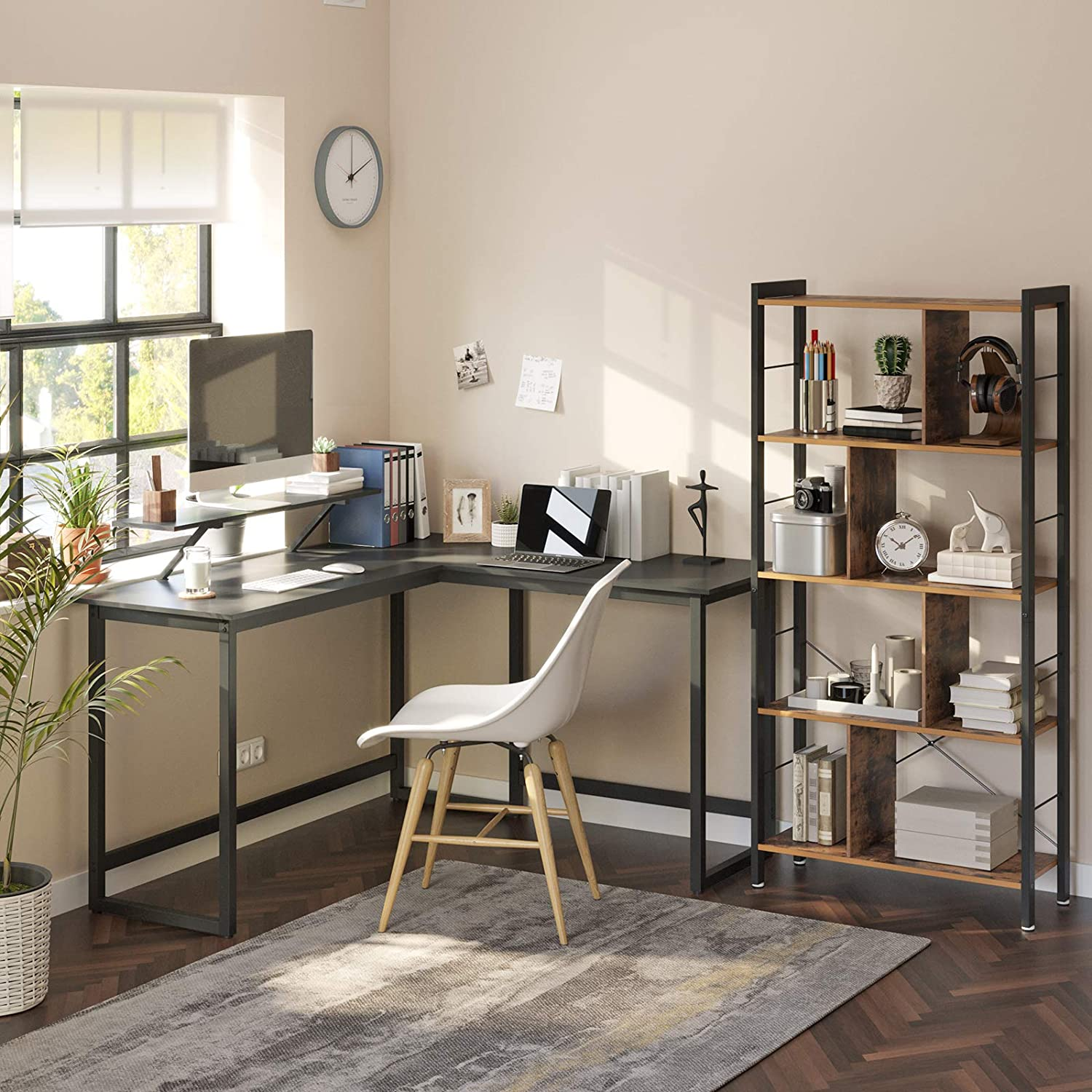 Computerbureau L-vormig Indusign bruin