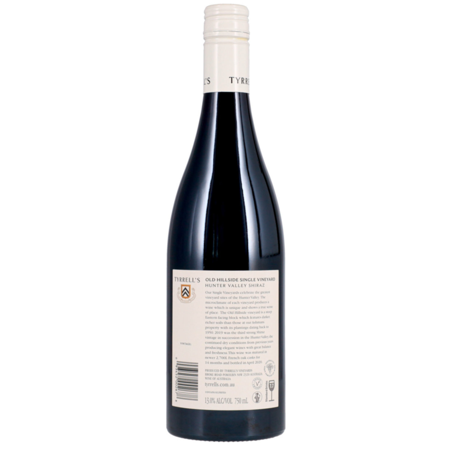 Old Hillside Vineyard Hunter Valley Shiraz Tyrell's Wines New South Wales -75cl