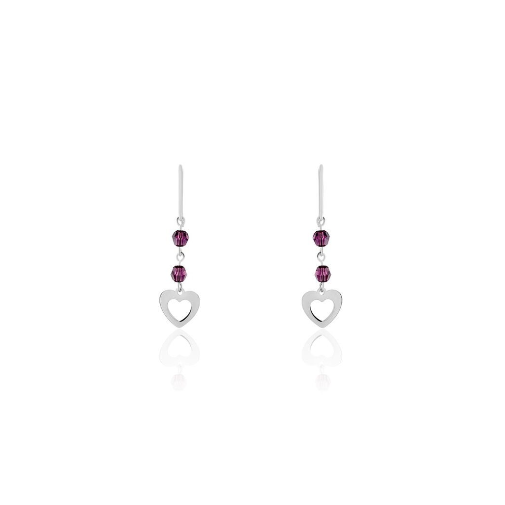 Boucles D'oreilles Pendantes Hazan Argent Blanc Pierre De Synthese