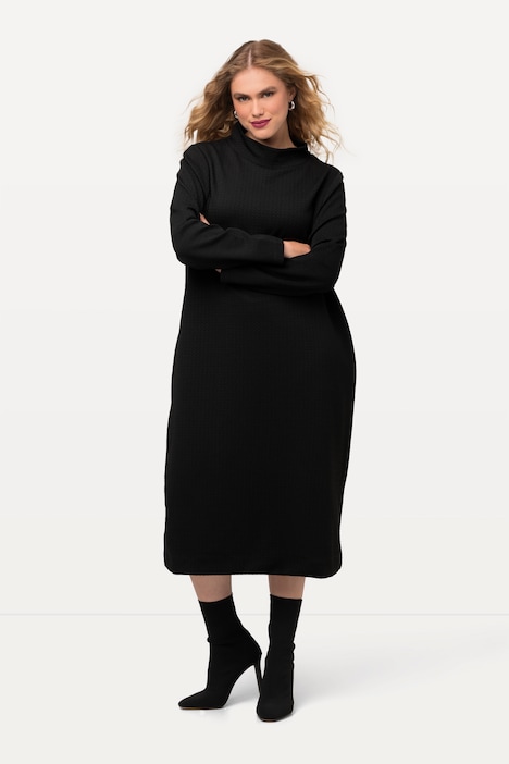 Sweatkleid, Struktur, Taschen, Stehkragen, Langarm