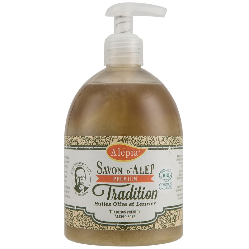 Savon d'Alep liquide bio premium tradition - Huile d'olive et laurier - Corps - 500 ml