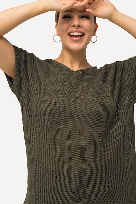 Pullover, Palmen, oversized, U-Boot-Ausschnitt, Halbarm