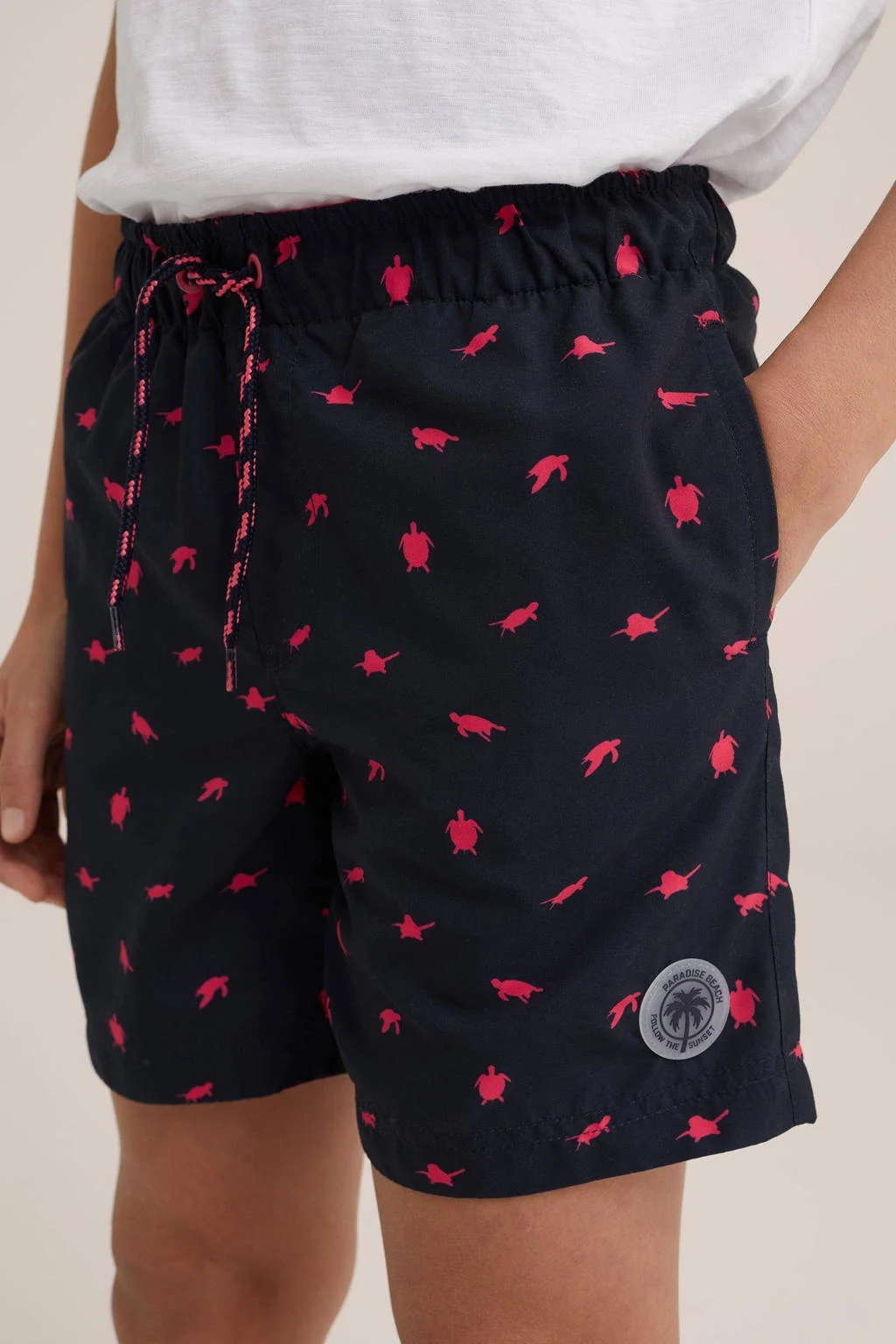 zwemshort donkerblauw/roze