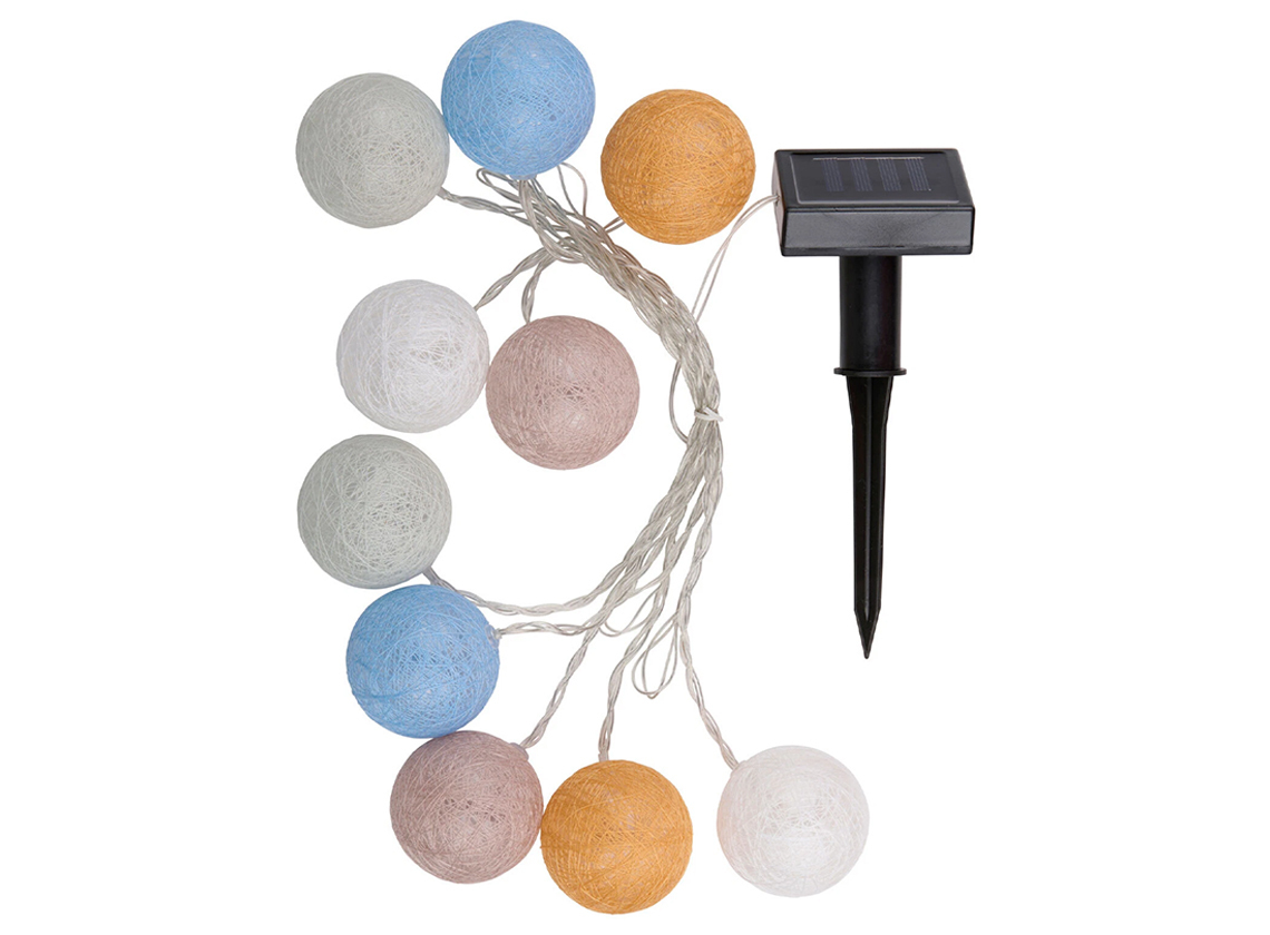 Arti Casa solar pastelkleuren bolletjes lichtslinger