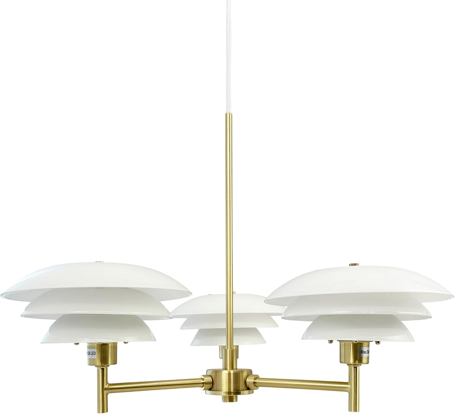 Dyberg Larsen DL20 Opal/Brass Deckenlampe | Modern & Leicht Deckenleuchte Wohnzimmer Hergestellt aus Metall | Deckenlampe Wohnzimmer Ohne Leuchtmittel 60 W/E27 | Deckenleuchten in Dänisches Design