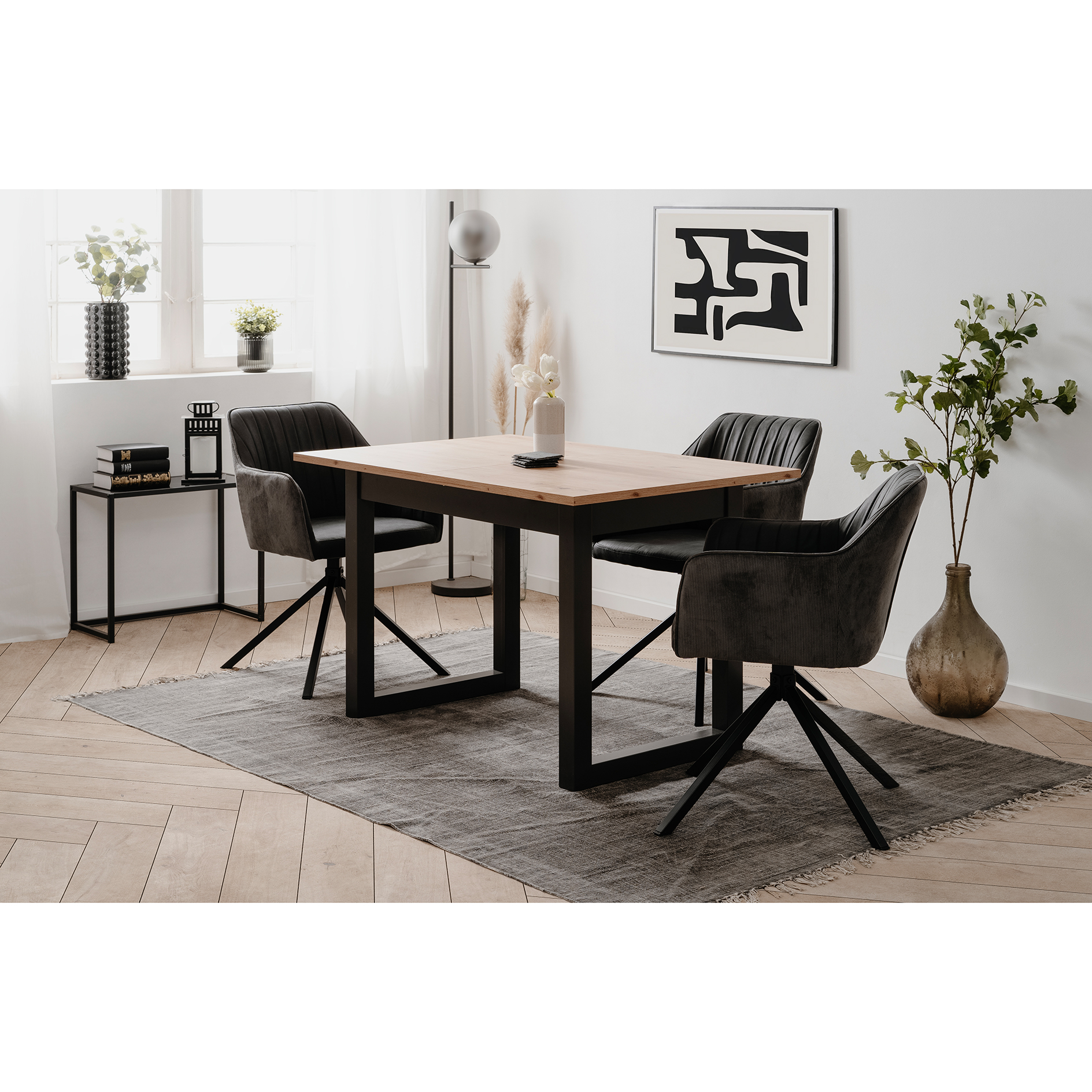 Esstisch DENVER - Artisan Eiche - anthrazit - 120-160x90 cm