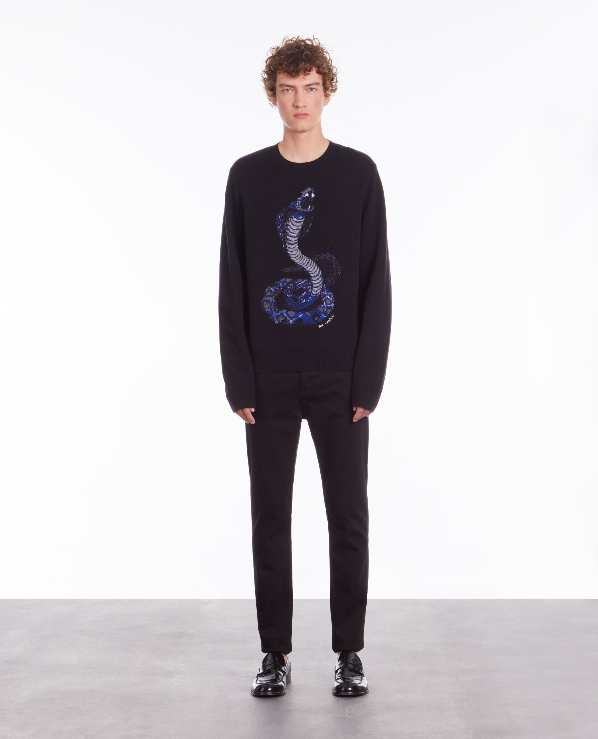 Pull noir cobra en laine mélangée