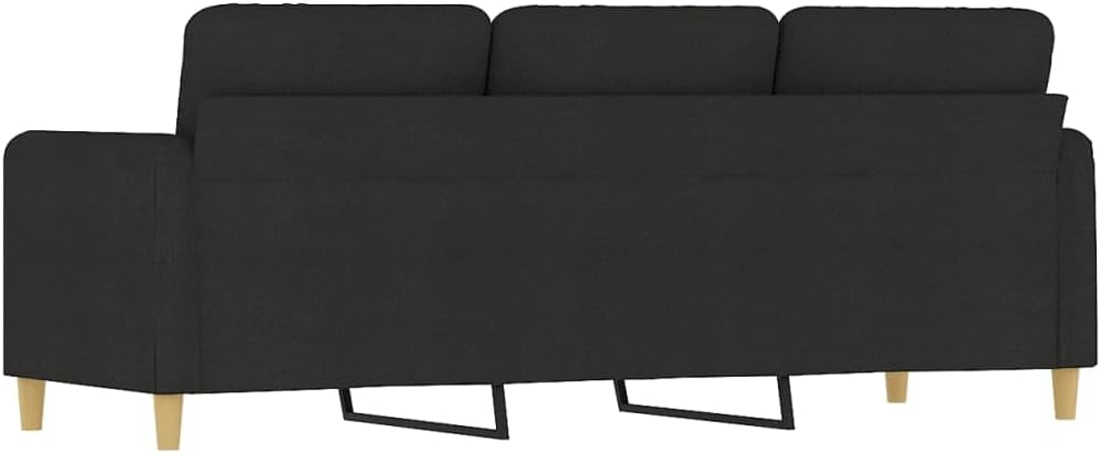 3-Sitzer-Sofa Schwarz 198 cm Modernes Stoffsofa mit Metallgestell Robuste Polstergarnitur für Wohnzimmer Büro und Flur
