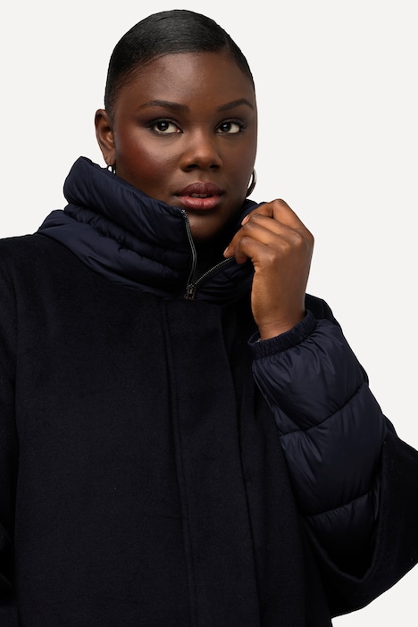 Jacke, Wollmix, A-Linie, Stehkragen, 2-Wege-Zipper
