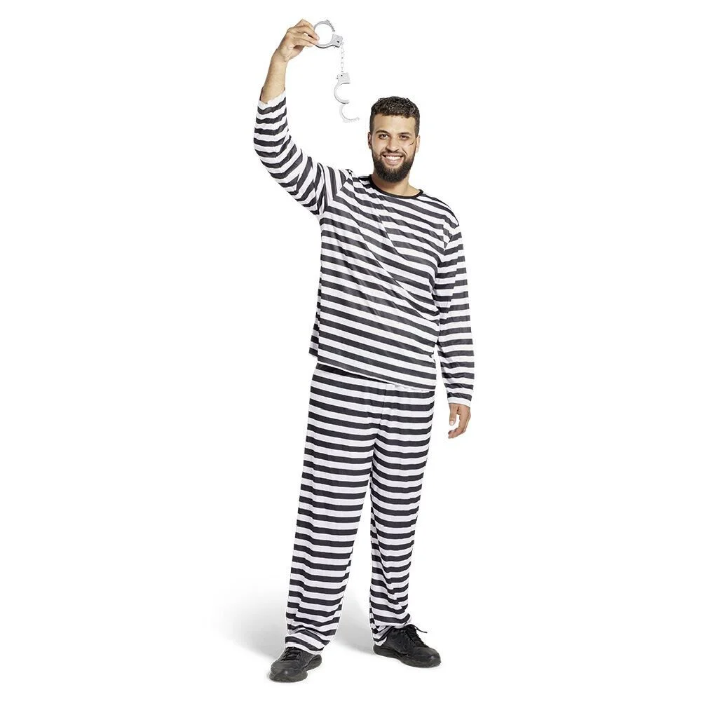 Déguisement prisonnier rayé noir blanc adulte - Taille L