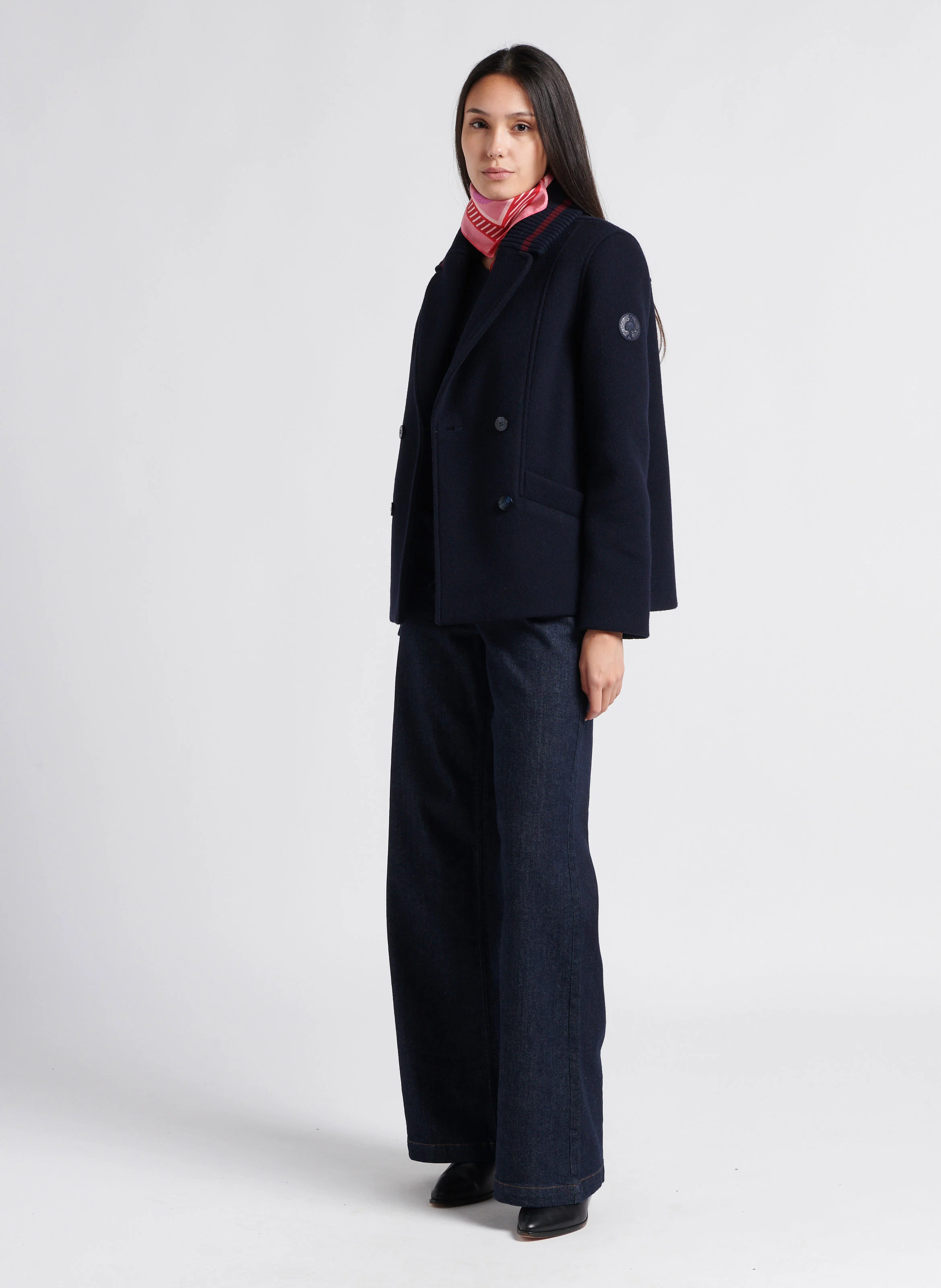 LE HAILEY - Jean large taille haute en coton stretch | Bleu