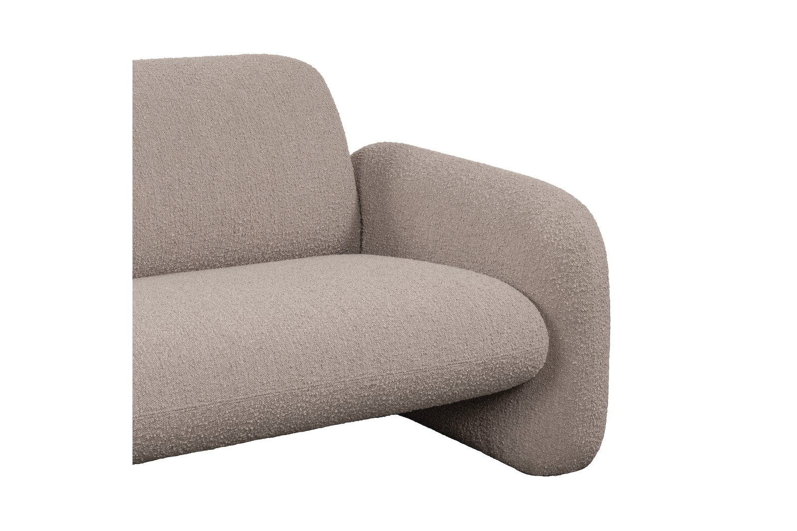Bertie sofa 3-seter i tekstil Bouclé mink med ben i sort tre.