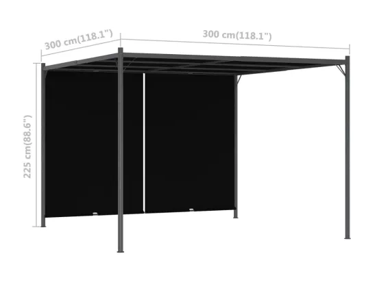 Pergola de jardin avec toit rétractable 3x3 m Anthracite