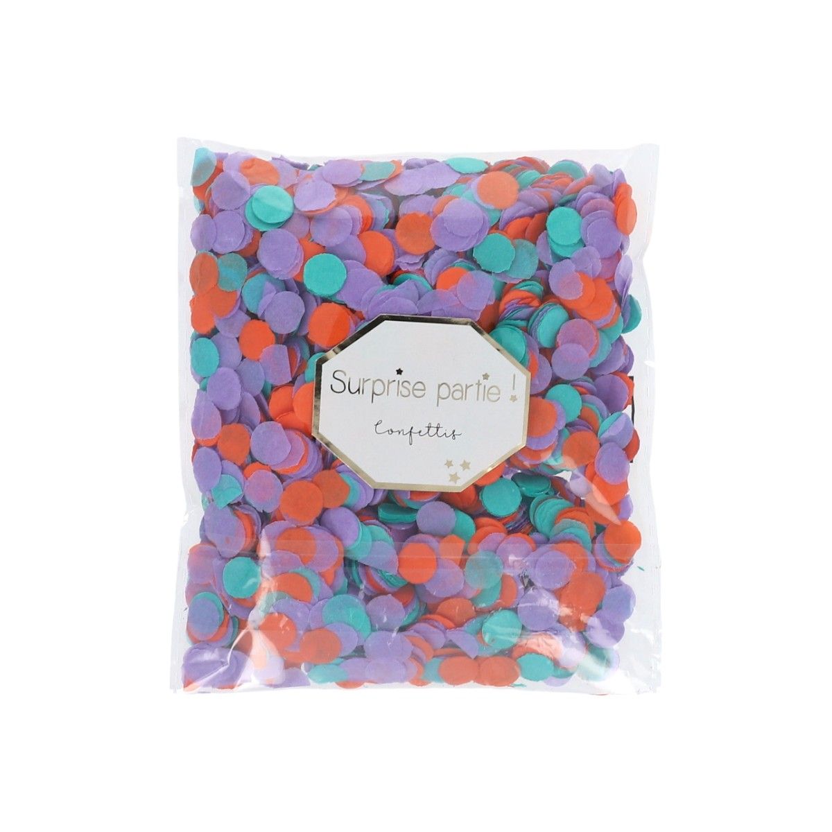 Confettis ronds violet orange vert Surprise Partie !