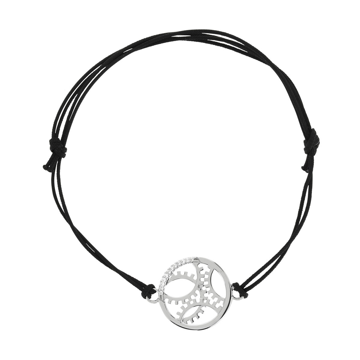 Bracelet Vesontio or blanc 750, diamants total 3/100e de carat.