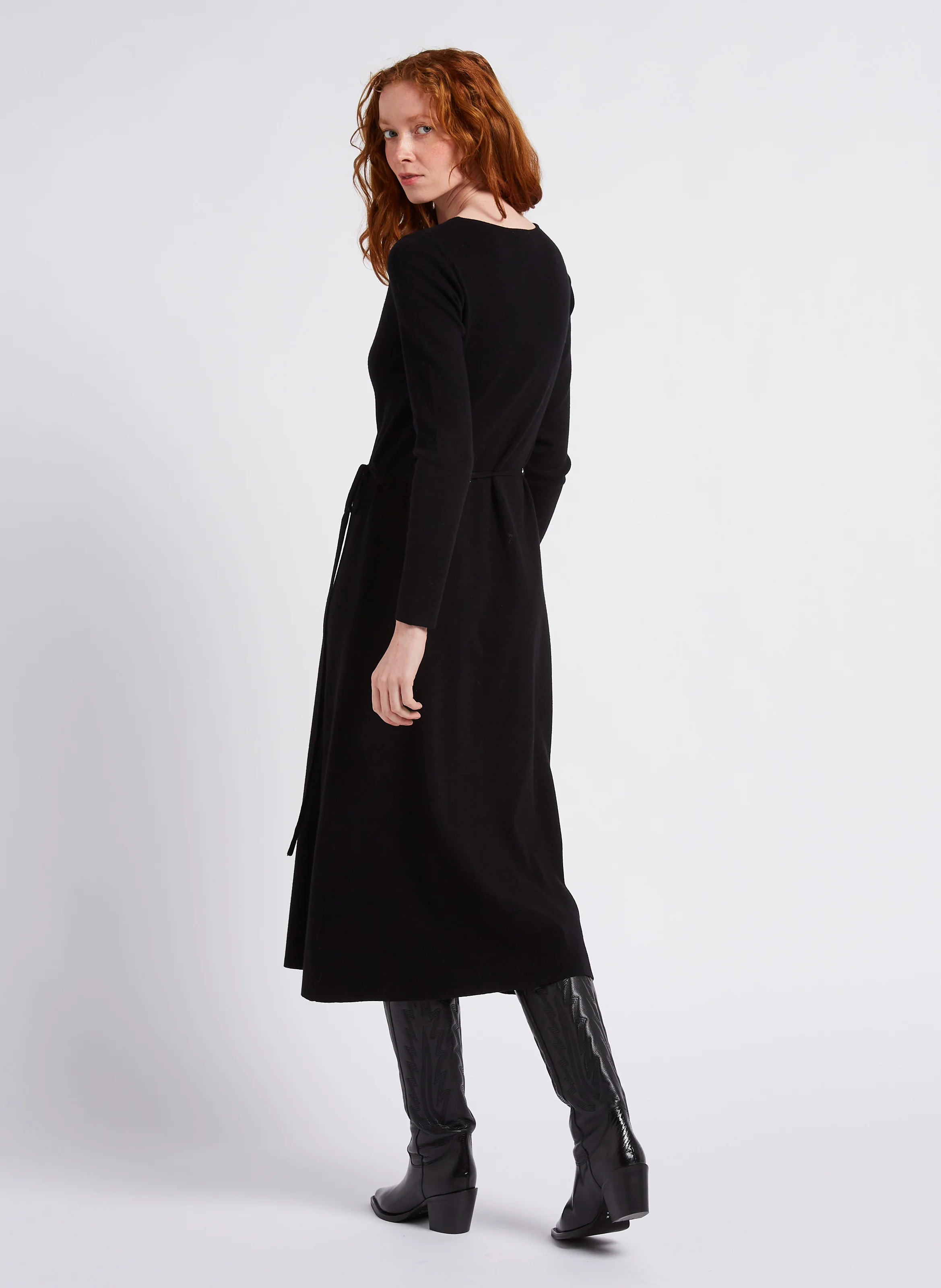 ROBBIE - Robe midi en maille| Noir