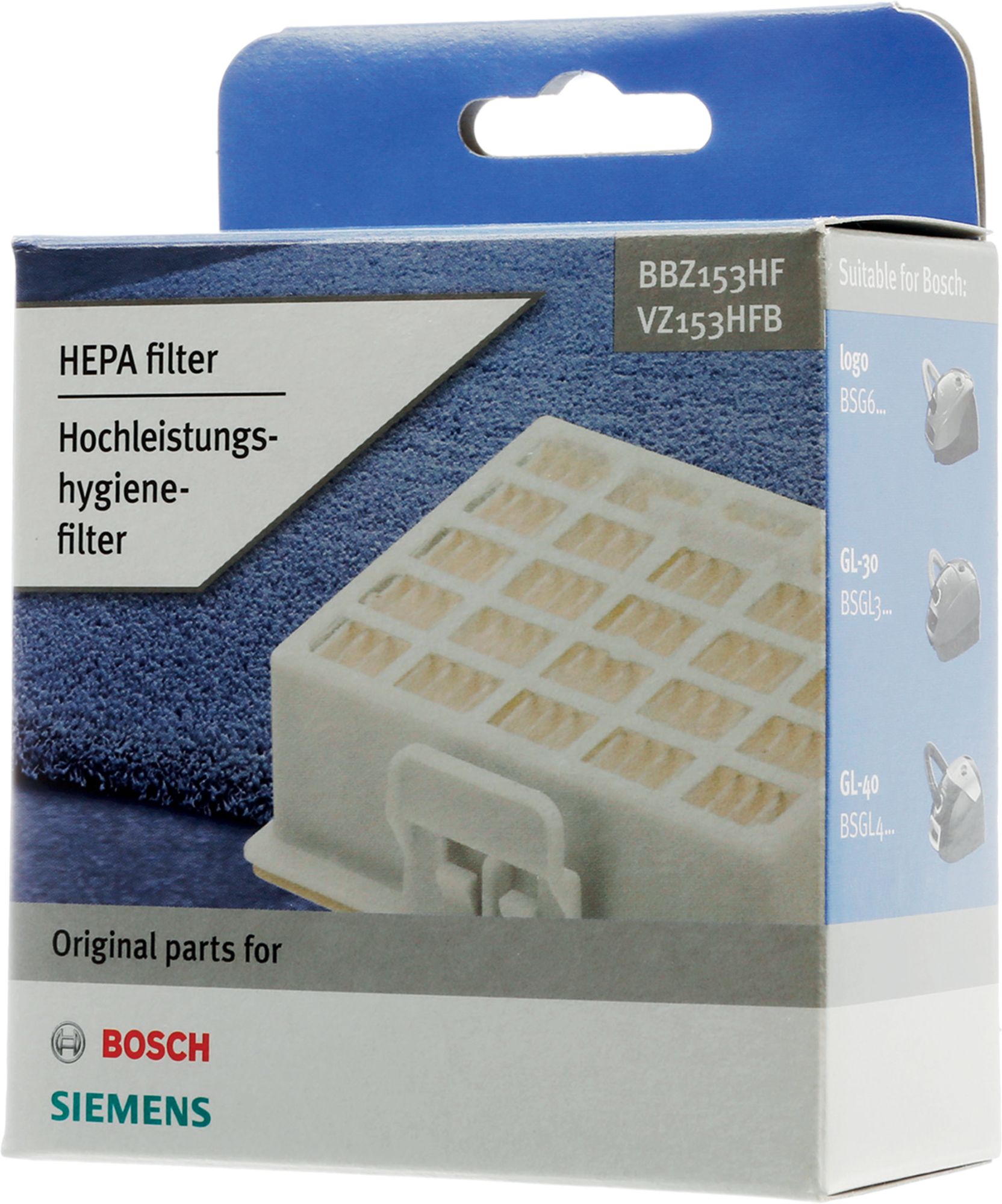 Filtro higiênico de alto desempenho 00578731BBZ153HF