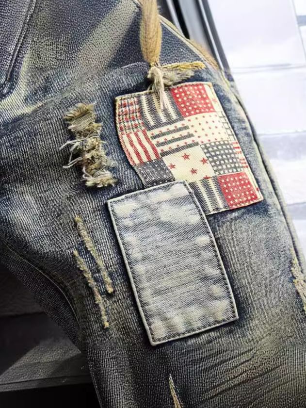 Denimic - Mid Rise Washed Distressed Denim Shorts