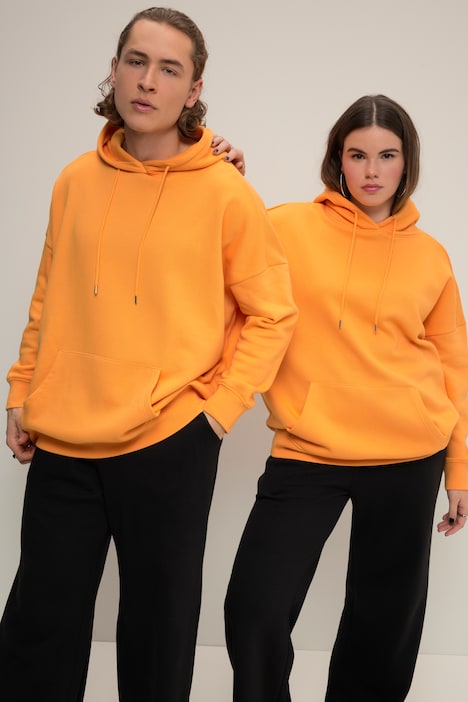 Hoodie, oversized, Rücken-Print, Kapuze, Kängurutasche, Unisex