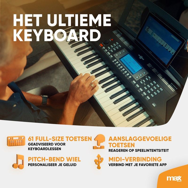 Rhapsody61P - Keyboard Set - Zwart - Inclusief Bankje en Standaard