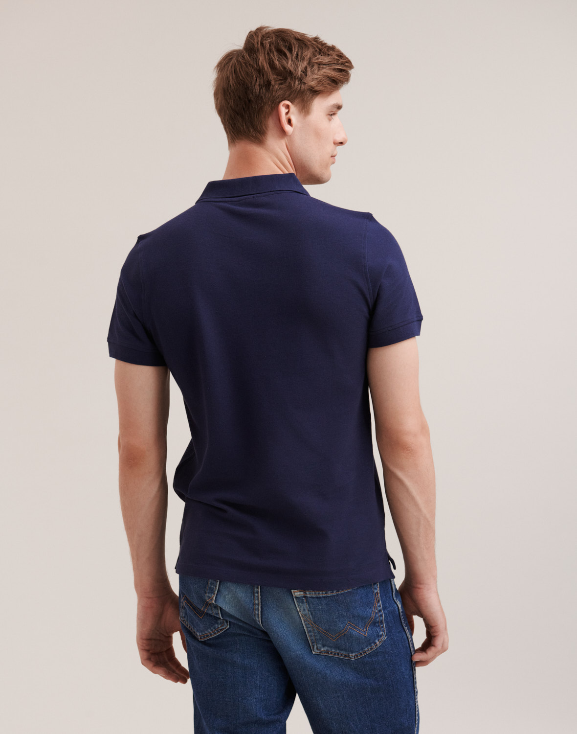 Poloshirt van katoen voor heren in Marineblauw