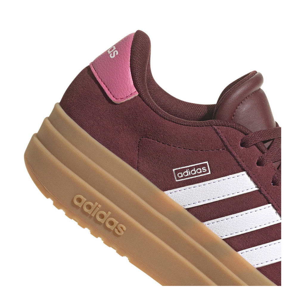 adidas VL Court Bold suède sneakers donkerrood/wit