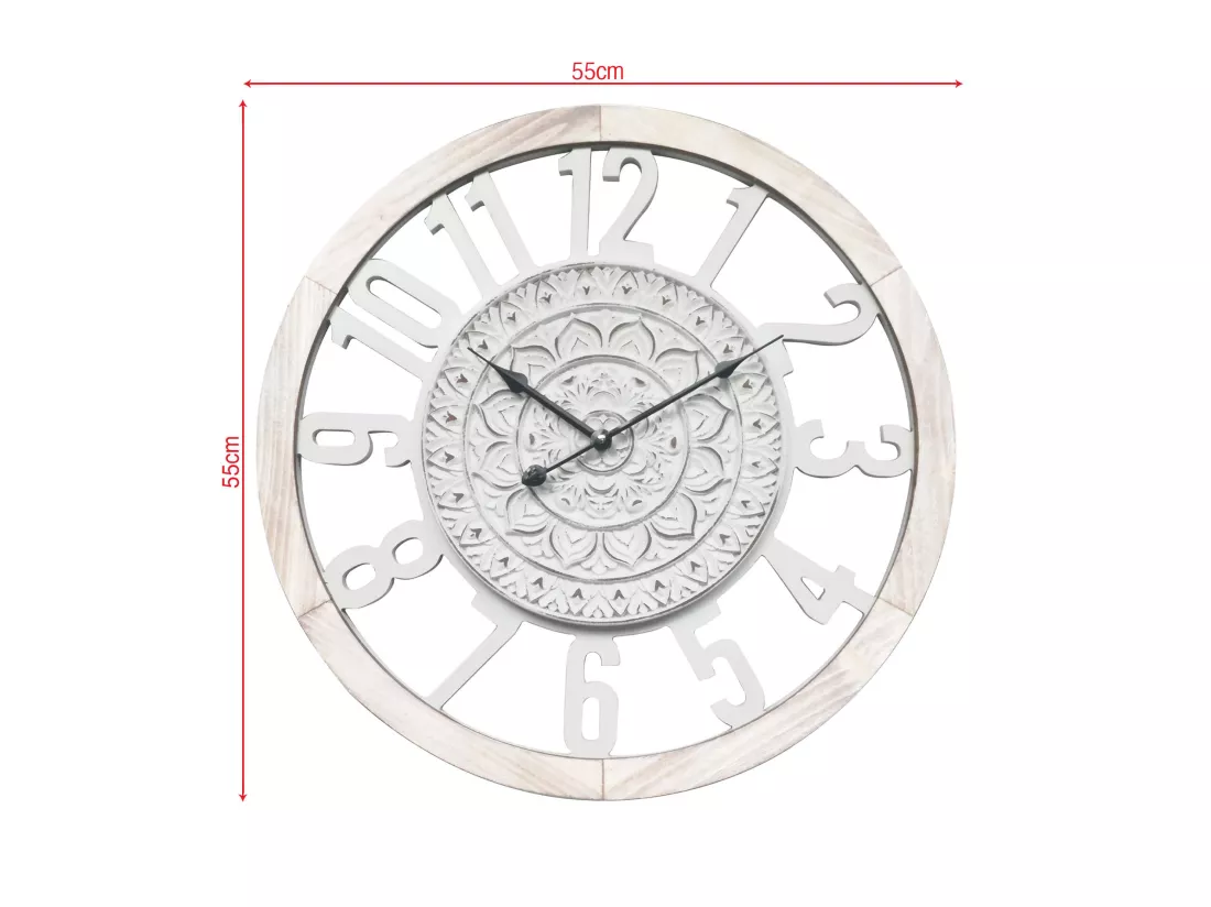 Horloge Murale Rétro en MDF Blanc pour Salon Cuisine