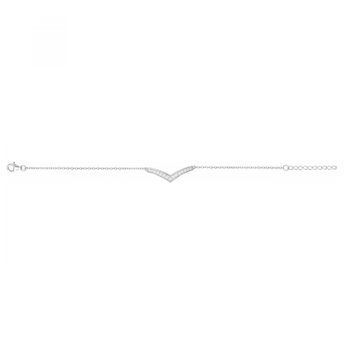 Bracelet souple mono-motif en Argent avec oxyde de zirconium blanc
